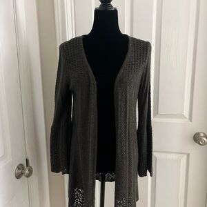 LC Lauren Conrad Dark Gray Open-Front Knit Cardigan